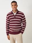 Полосатый джемпер с полузастежкой Crew Clothing, Red Wine - фото