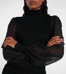 Рибленое платье-мини из шерсти и шелка Frame, Black - фото 4