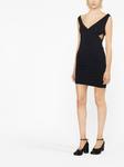 Courrèges платье мини с V-образным вырезом, черный - фото 3