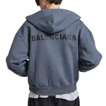 Выцветшая худи на молнии Balenciaga, темно-синий - фото 4