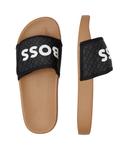 Шлепанцы детские Boss Kidswear с узором и логотипом, коричневый - фото 3