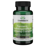 Капсулы, поддерживающие увеличение энергии и концентрации Swanson Full Spectrum Turmeric Ashwagandha & Ginseng, 60 шт - фото