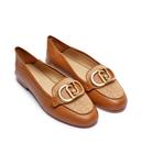 Балетки женские Liu Jo Emel кожаные с пряжкой в виде монограммы, коричневый - фото 3