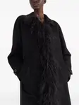 Кашемировое пальто с перьями Prada, черный - фото 5