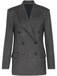 Brunello Cucinelli двубортный пиджак с узором в елочку, серый - фото