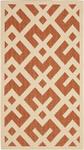 Ковер SAFAVIEH, 61 x 110 см, Courtyard Collection Terracotta / Bone CY6915 для дома и улицы, водонепроницаемый, легко чистится, для патио, заднего двора, прихожей - фото