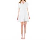 Платье с рюшами и фактурной отделкой в белом цвете THML - фото