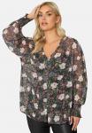 Блуза Yours Clothing FLORAL SHIRRED CUFF, Black - фото