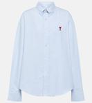 Хлопковая рубашка оверсайз Ami Paris, синий - фото