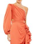 Mac Duggal Платье на одно плечо с оборками, оранжевый - фото 3