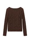 Джемпер Massimo Dutti CABLE-KNIT WITH BOAT NECK, Mottled Brown - фото 3
