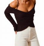 Топ с открытыми плечами внахлест черного цвета So Me - фото 4