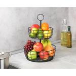 Этажерка Multi-Korb-Etagère современная корзина для овощей и фруктов с ручкой, двухъярусная фруктовая корзина Wenko, черный - фото 8