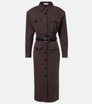 Миди-платье с поясом Self-Portrait, коричневый - фото