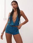 COLLUSION полосатые микрошорты синего цвета - фото 4