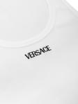Versace топ в рубчик с вышитым логотипом, белый - фото 2
