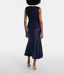 Миди-платье из букле и атласа Self-Portrait, синий - фото 3