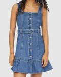Мини-платье из денима Reunite Belle&Bloom, цвет mid wash - фото 5
