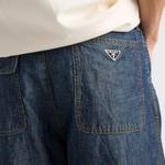 Брюки из шамбре PRADA, синий - фото 7