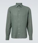 Никель льняная рубашка Fedeli, хаки - фото