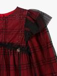 Детское платье в клетку с длинными рукавами из сетки Angel & Rocket, Red - фото 5