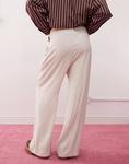 COLLUSION свободные тканые брюки со льном в камне - STONE - фото 4