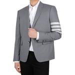 Четырёхполосный шерстяной пиджак THOM BROWNE, серый - фото 4