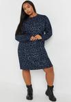 Платье-джемпер LEOPARD PRINT SOFT TOUCH Yours Clothing, темно-синий - фото