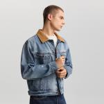 Lee Джинсовые куртки мужские Medium Blue Lapel Moderate Patch - фото 8