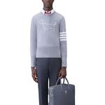 Джемпер с четырехполосным принтом THOM BROWNE, серый - фото 4