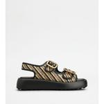 Сандалии из ткани TOD's, черный/бежевый - фото