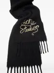 Шарф с бахромой и логотипом Acne Studios, черный - фото 3