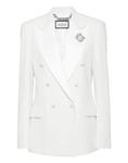 Двубортный блейзер из крепа и атласа Philipp Plein, белый - фото
