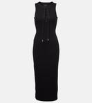 Хлопковое ребристое платье миди Givenchy, Black - фото