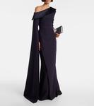 Платье из крепа с накидкой Rinoa Safiyaa, Midnight Navy - фото 2