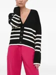 Полосатый кардиган в рубчик Notes du Nord, черный - фото