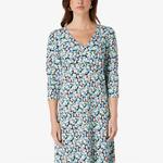 Тканое платье миди с размытым ромашковым принтом Ro&Zo, синий - фото 3