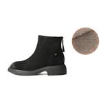 Ботильоны женские на каблуке 4,5 см черно-коричневые BELLE с коричневой флисовой подкладкой - фото 10