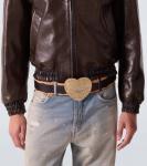 Кожаный ремень с логотипом Acne Studios, Black/Camel - фото 2