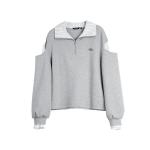 ELLE Свитшот Women's Medium Gray Lapel Moderate Regular - фото