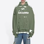 Caps Destroyed Oversize-толстовка с капюшоном Balenciaga, зеленый - фото 3