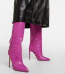 Сапоги из кожи с крокодиловым эффектом Paris Texas, Ciclamino - фото 4