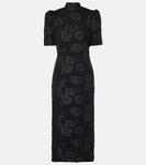 Платье миди из жаккарда Rotate, черный - фото