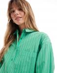 Рубашка оверсайз в зеленую полоску ASOS DESIGN - фото 2