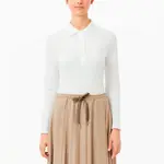 Растягивающийся хлопковый поло топ LACOSTE, белый - фото 5