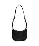 Сумка-хобо женская Pinko кожаная со стразами, черный - фото 4