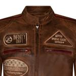 Мотокуртка кожаная Infinity Leather Racing Biker, коричневый - фото 4