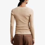 Лонгслив Reiss хлопковый однотонный, бежевый - фото 4