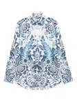Хлопковая рубашка с цветочным принтом ETRO, синий - фото