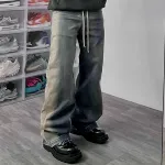 Длинные брюки, Unisex Wide Leg Washed Gradient Jeans SIDUFHAOPKLL - фото 3